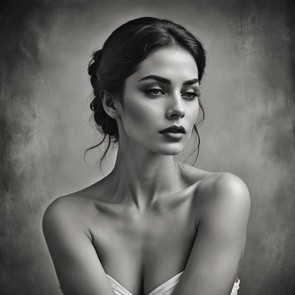 Vintage Pin-Up Girl in a Sultry Attire
