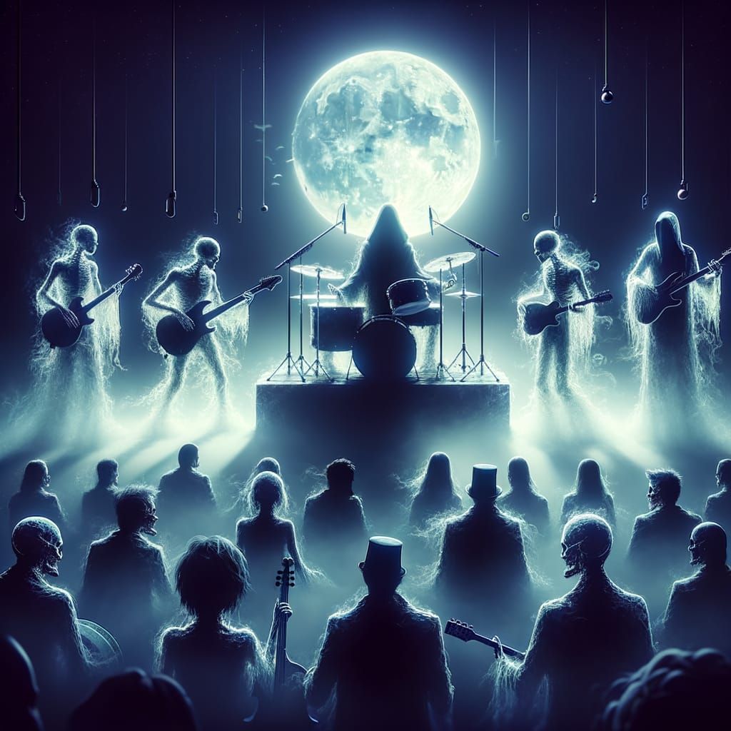 Ethereal Rockstars Perform Nocturnal Concert Under Moonlight