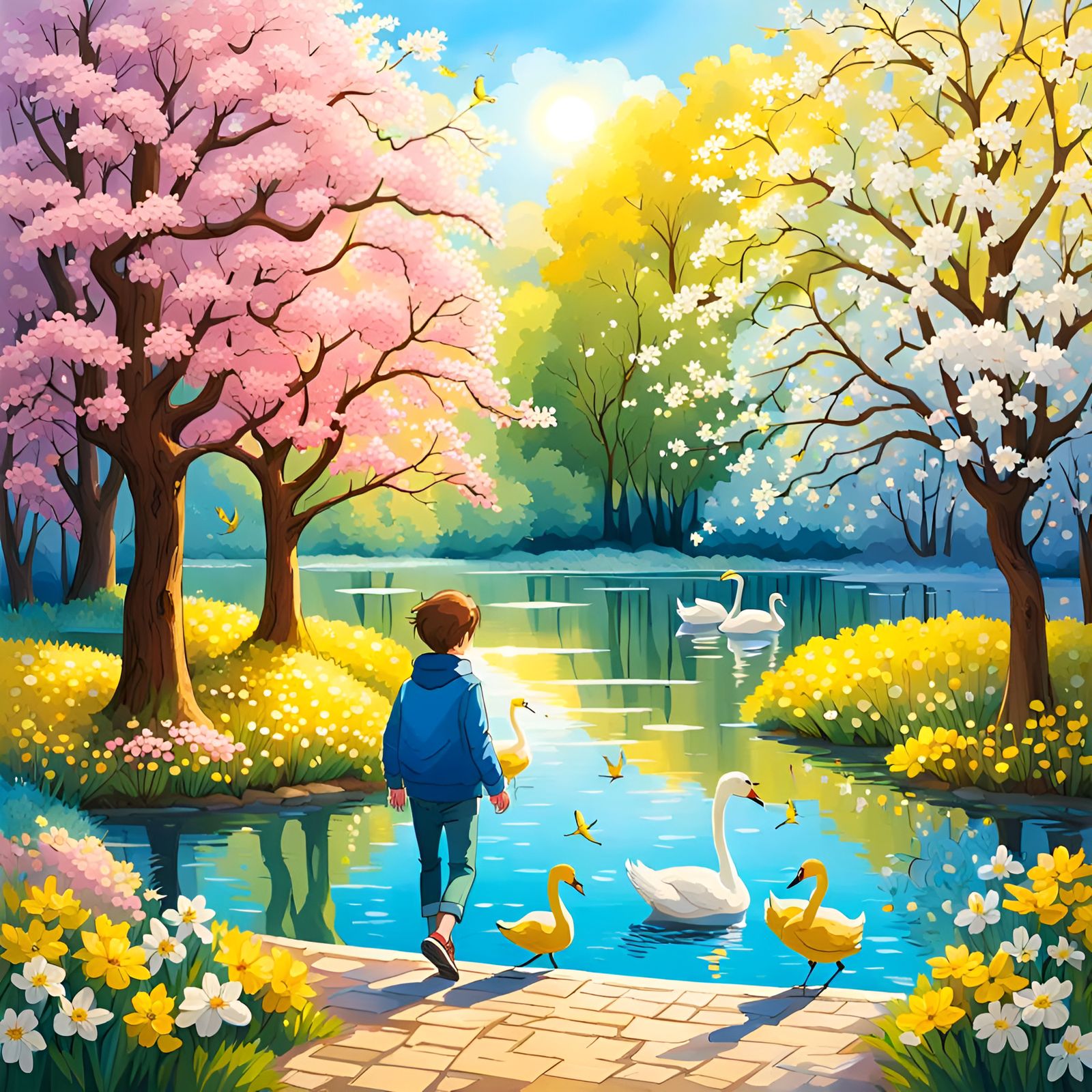 Friends Stroll Through Vibrant Spring Park