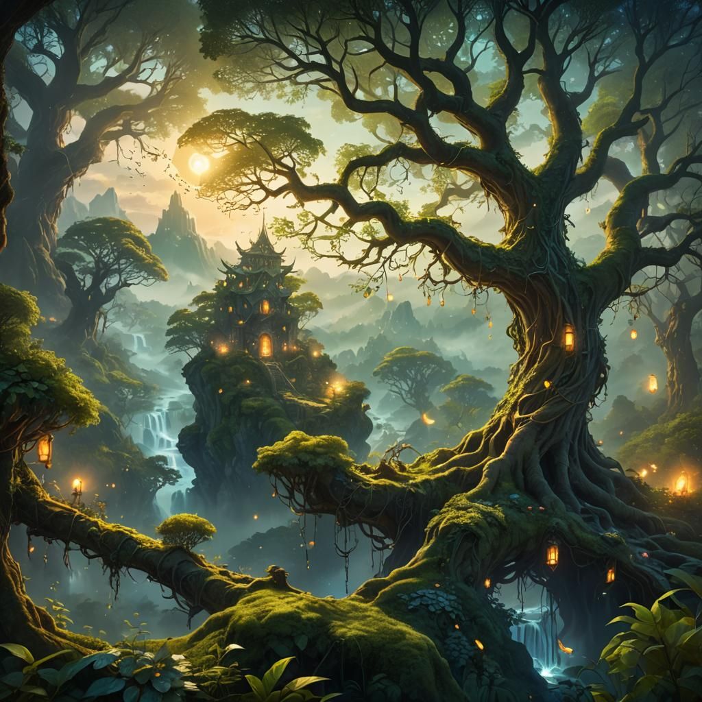 Fantasy Realm: Magical Awakening in Vibrant Surroundings