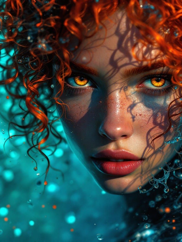 Red-Headed Goddess Portrait with Dramatic Lighting