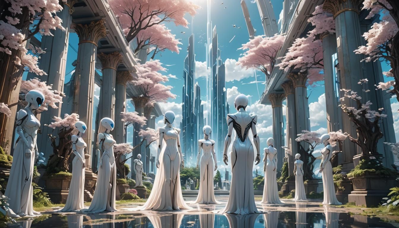 White Aliens in Futuristic Setting, Anime Style