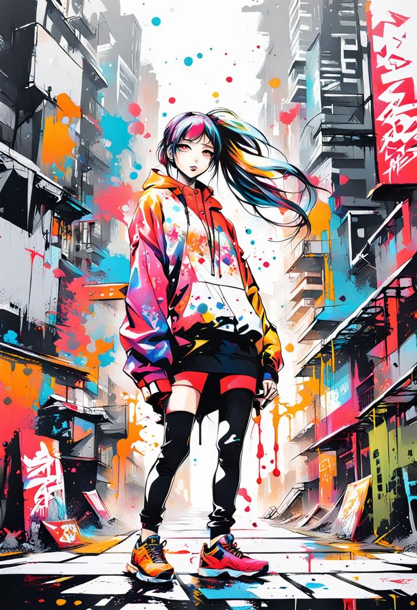 Urban Goddess in Vibrant Cityscape Mural