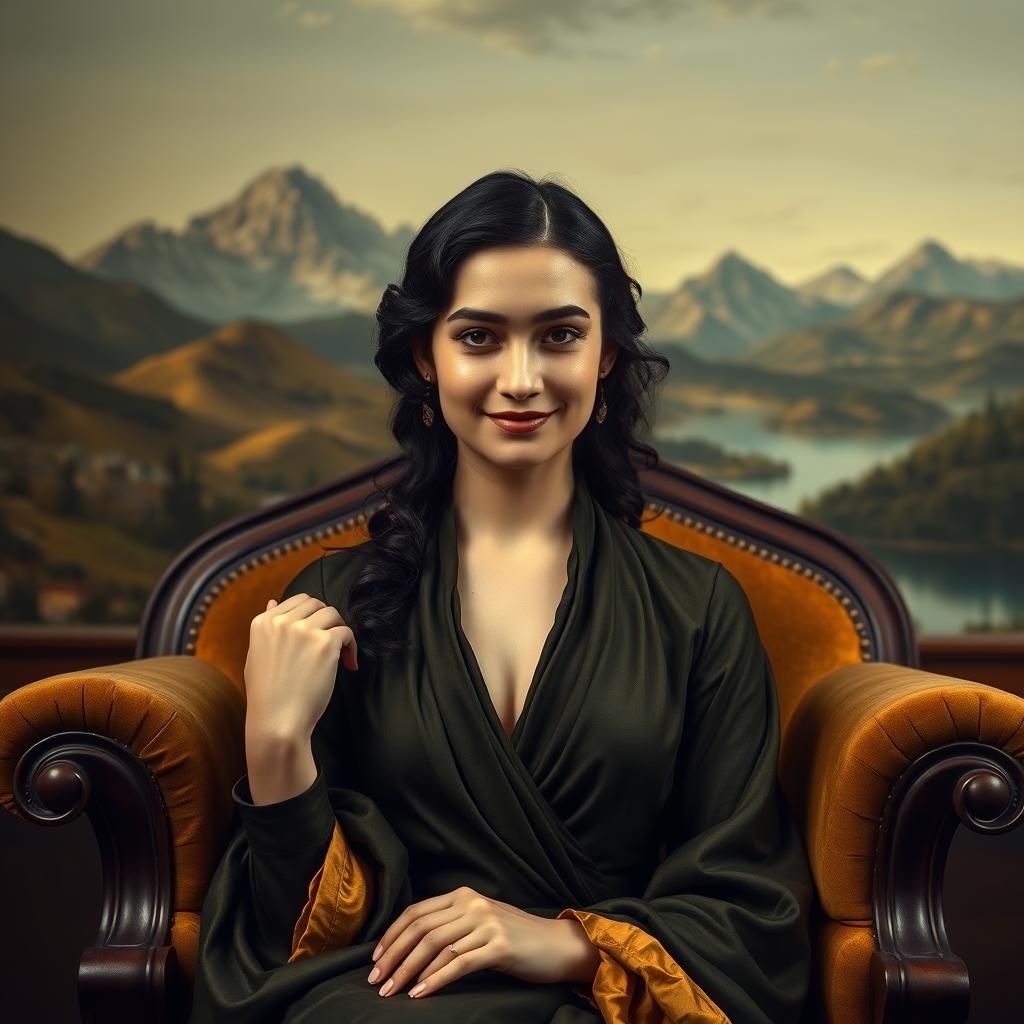 Elegant Renaissance Woman in Golden Haze