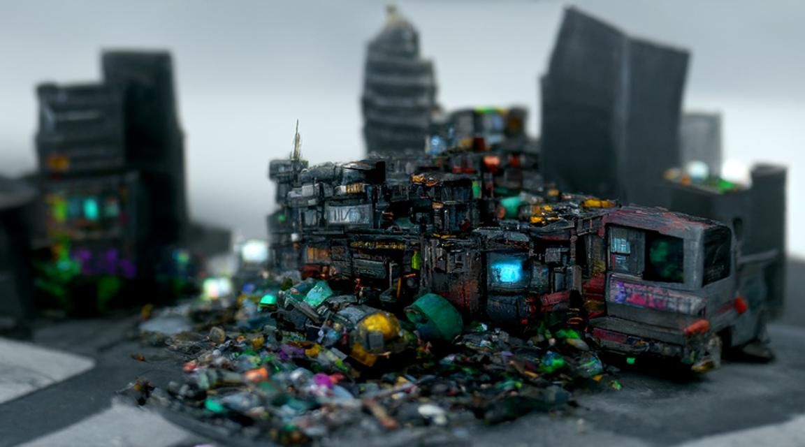 Ravaged Future Metropolis Made from Scrap