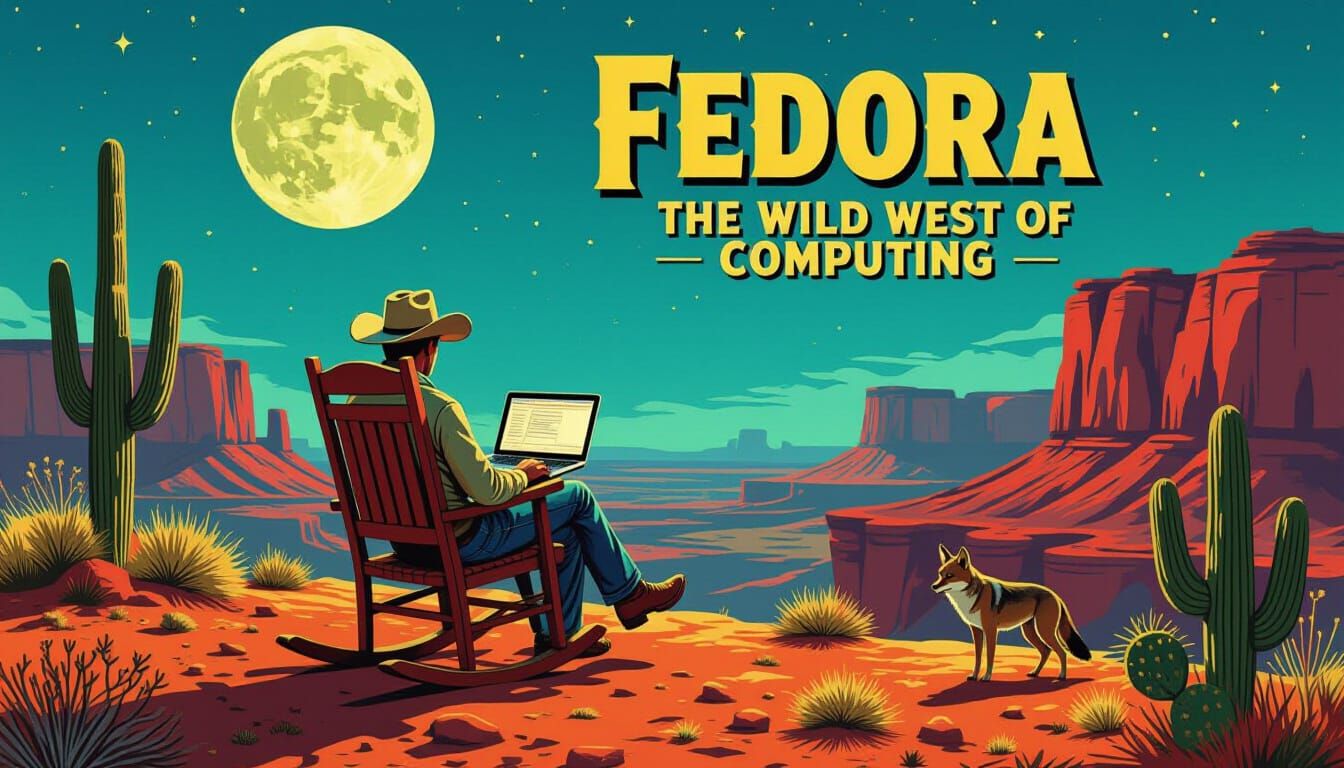 West Texas Desert Night: Cowboy in Retro-Futuristic Style