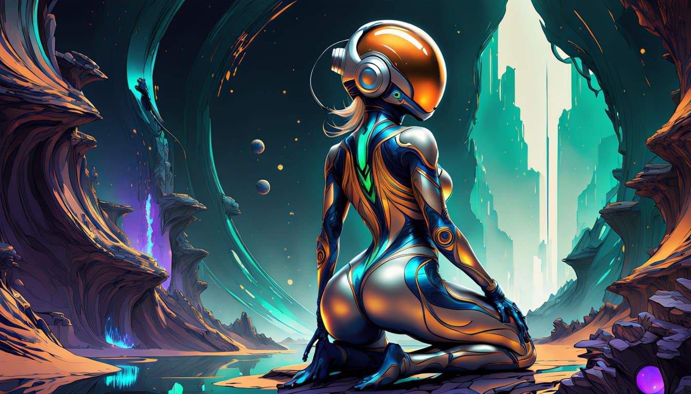 ""Full body view from behind, Vibrant, Sultry curvaceous Chi...