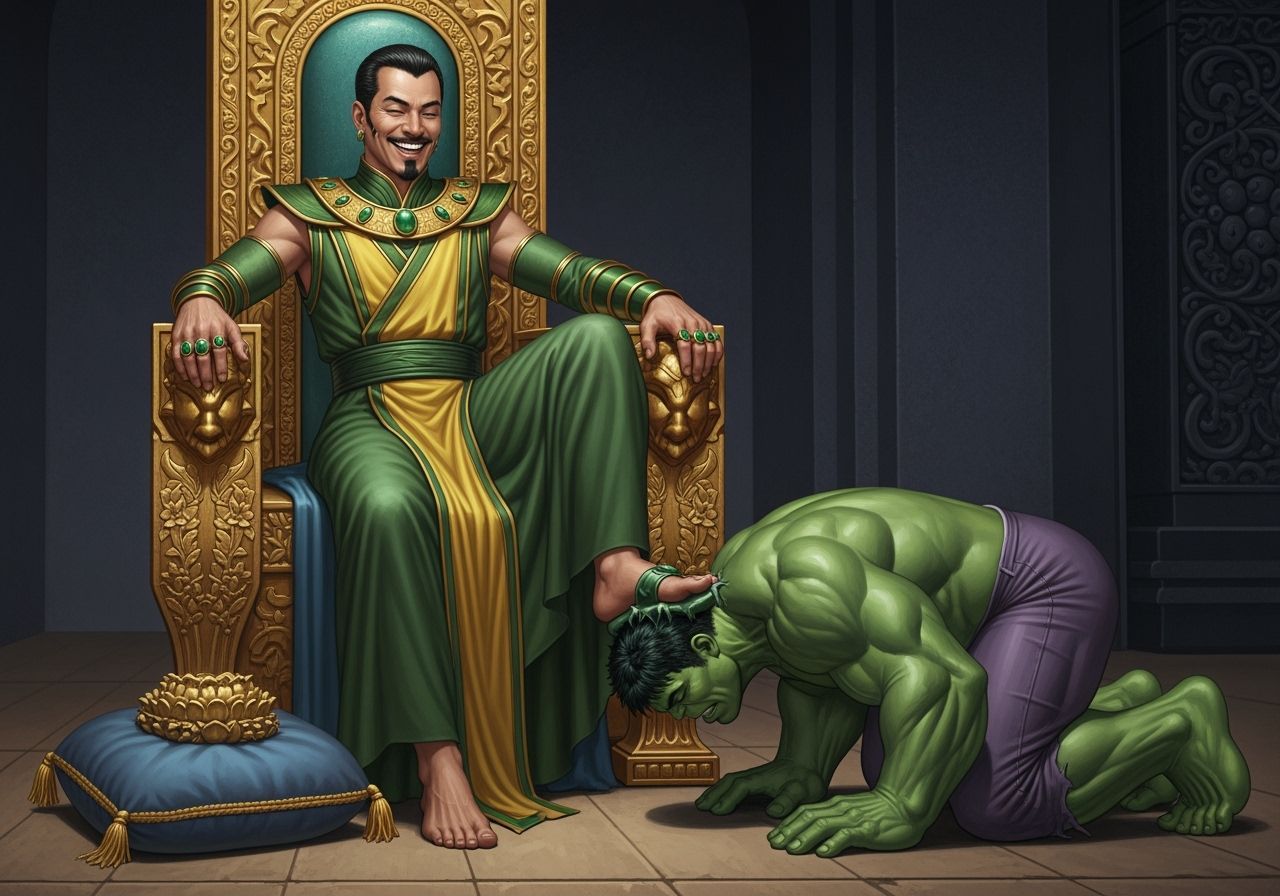 Marvel's Mandarin on His Throne, Hyperrealistic Comic Art