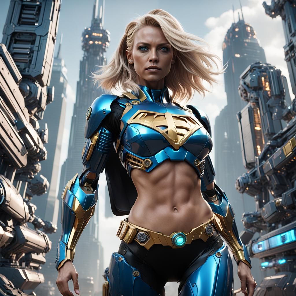 Epic Futuristic Superhero Unveils Her Polished Metal Mech