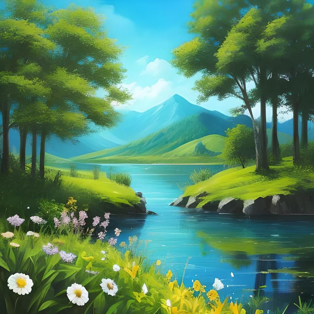 Serene Summer Scene in Vibrant Hues