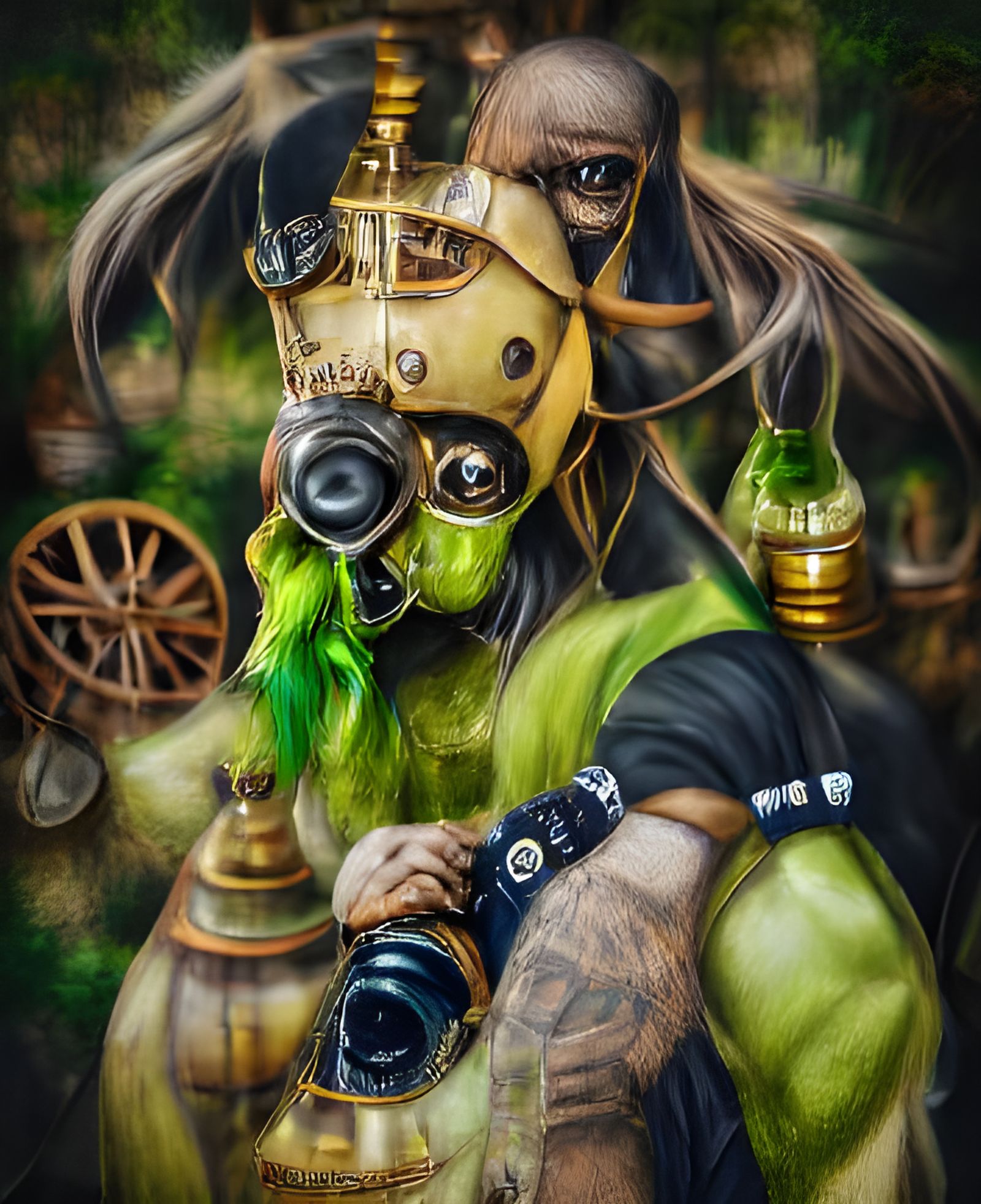 Steampunk Alchemist in A Poisonous Gas Mask