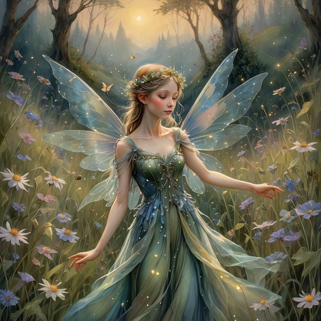 Fantasy Fairy Dances in Morning Sunshine