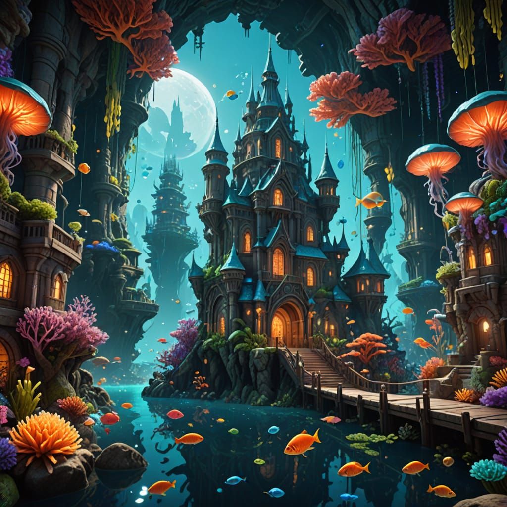 Underwater Utopia Shimmers with Vibrant Bioluminescent Light
