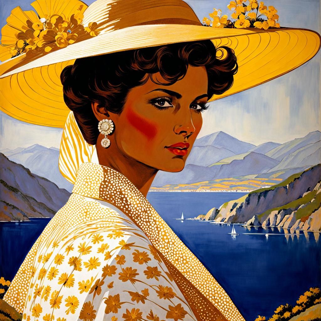 Mysterious Woman in a Dreamlike Landscape