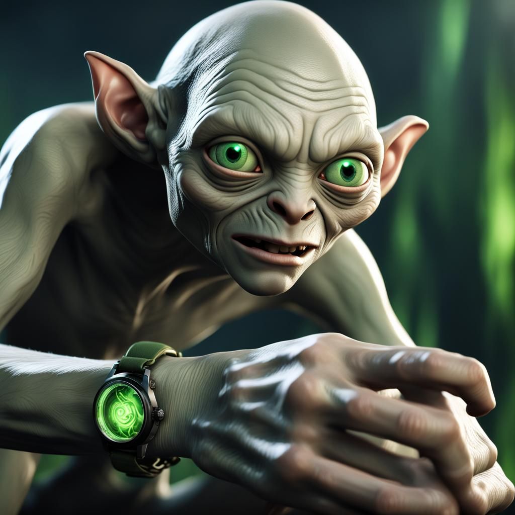 Gollum Wields High-Tech Timepiece in Fantastical Realm