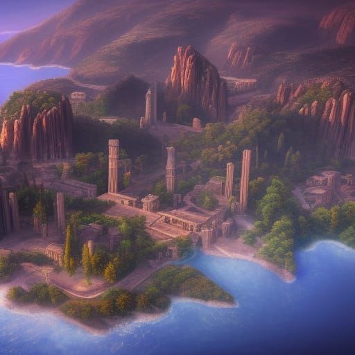 Fantastical Greece in Detailed Matte Painting