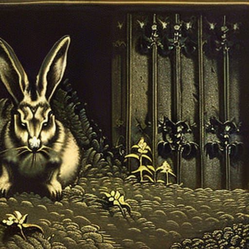 Rabbit Girl Horror in Dark Victorian Style