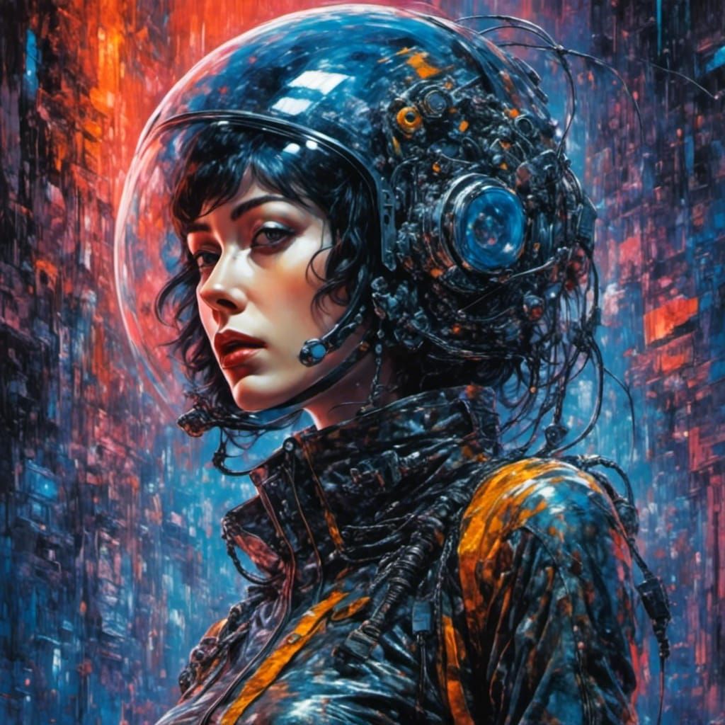 Cyber Gothic Neon Dreamscape in Watercolor Style