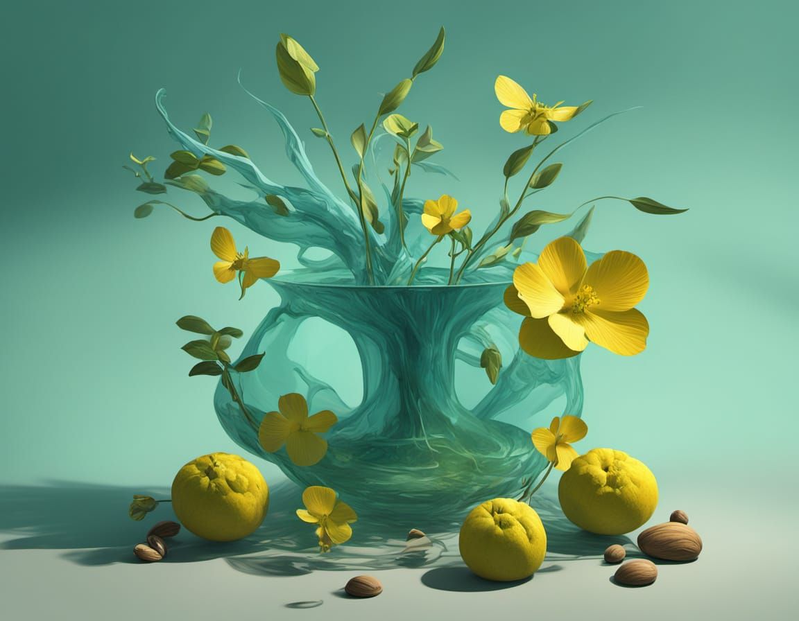 Abstract Surrealism Painting with Volumetric Lighting