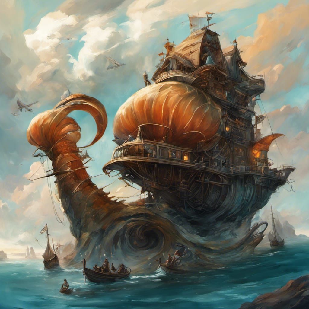 Whimsical Space Pirate Armada in a Vibrant Cosmic Landscape