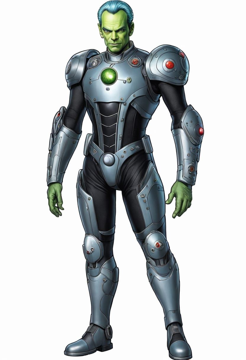Brainiac Cybernetic Armor Ultrarealistic Portrait