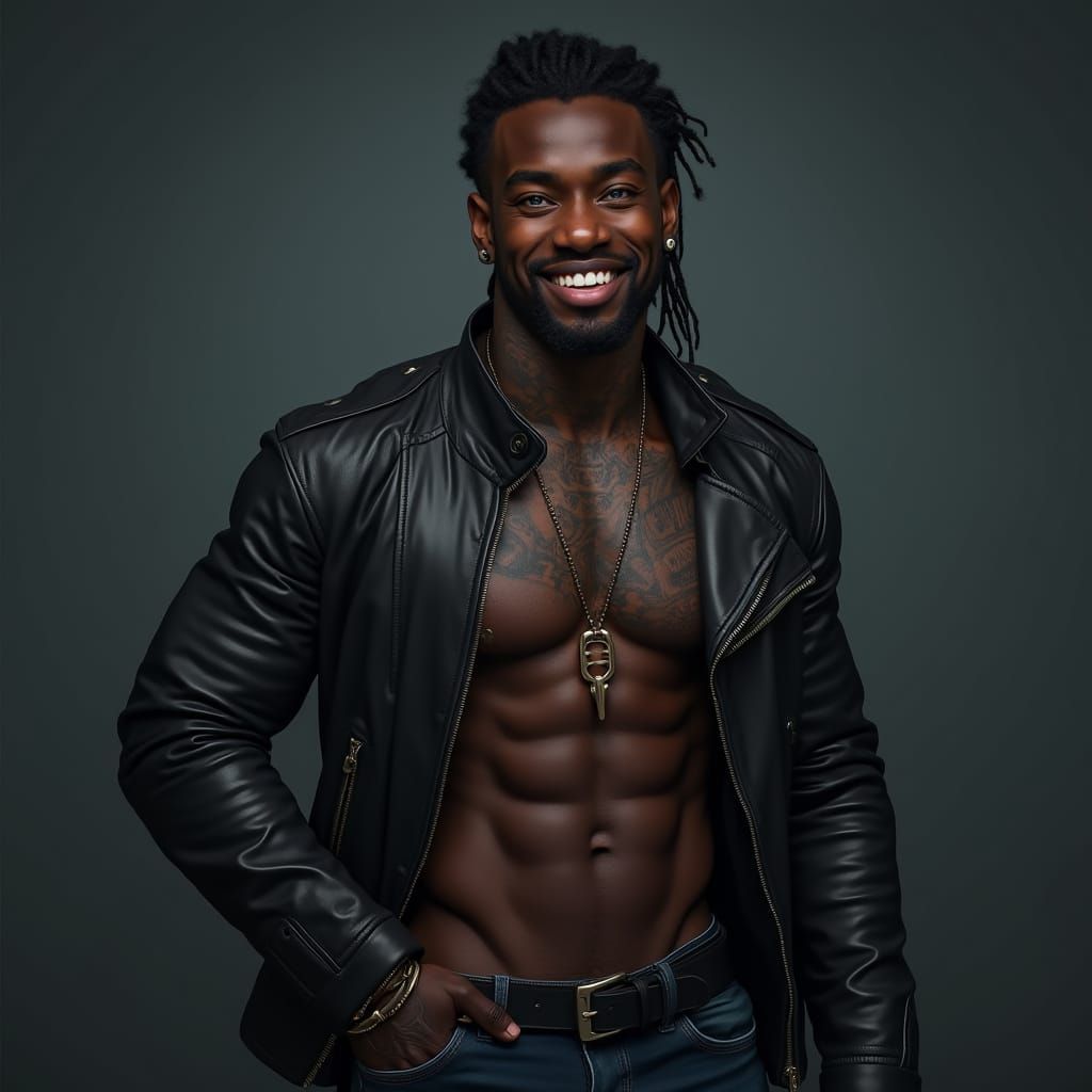 Handsome Black Man with Braids in Cinematic Style