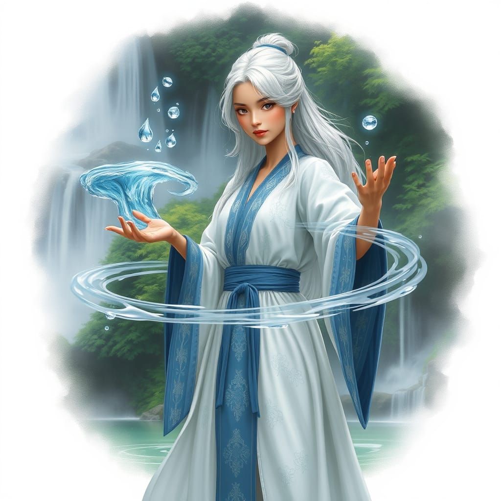 Ethereal Water Mage in Serene Training Field