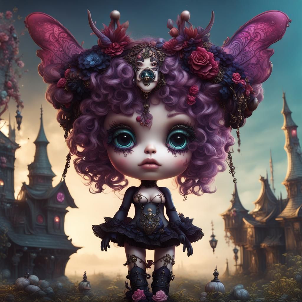Gothic Fantasy Doll in Dark Fantasy Style Art