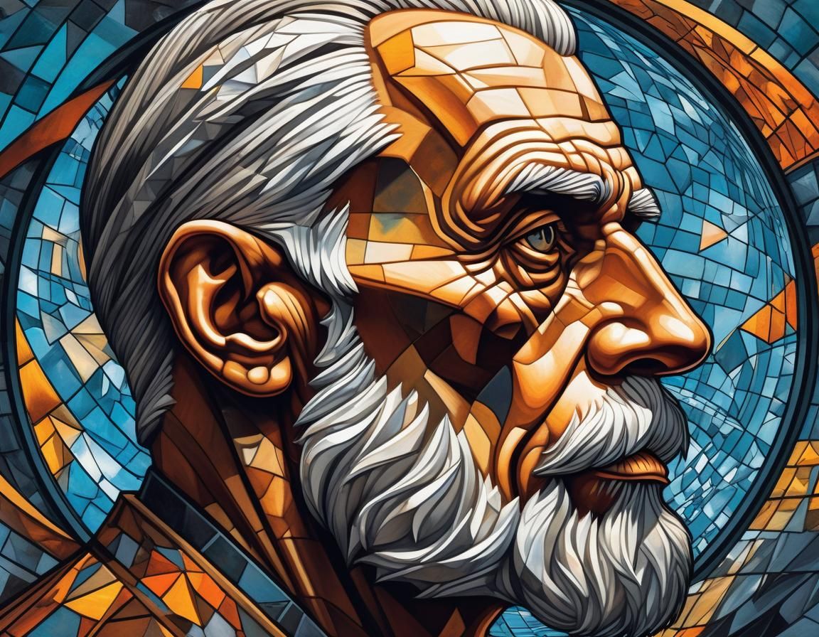 Escher-Inspired Portrait in Dramatic Color