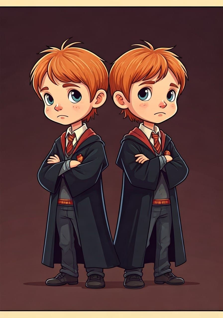 Chibi Fred and George Weasley Give Mock-Disappointed Looks