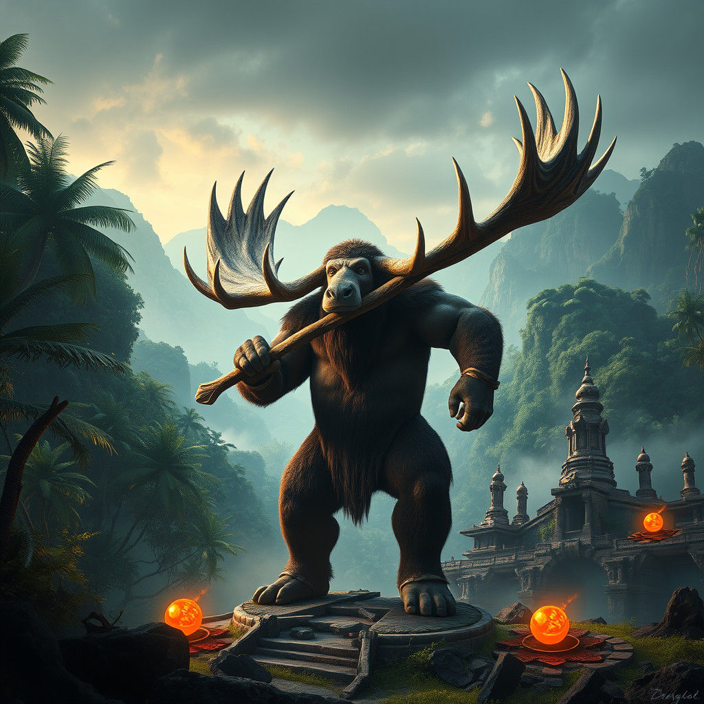 Epic Panama Landscape with Mighty Bull and Bull Moose