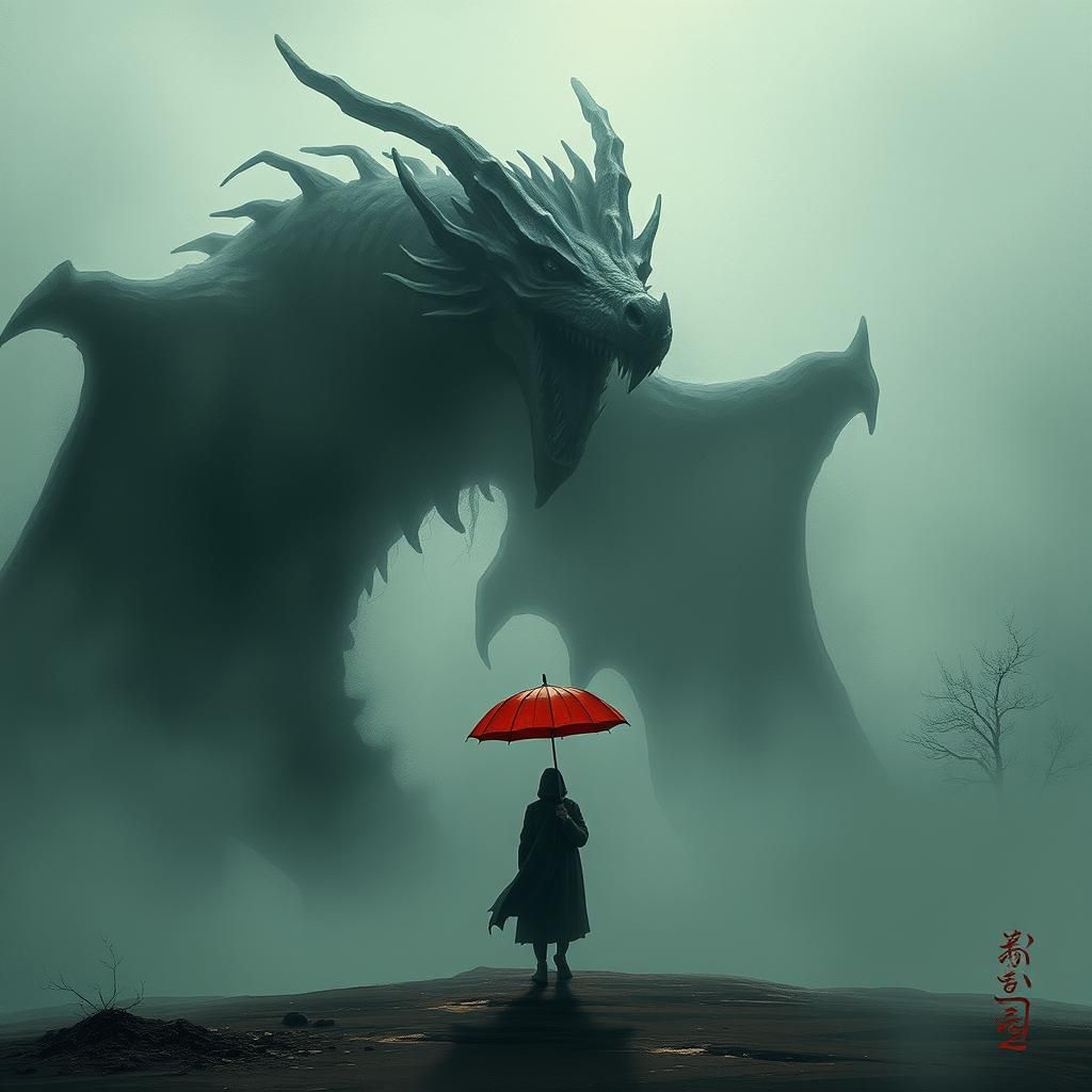 Ethereal Dragon Confronts Red Umbrella Hero