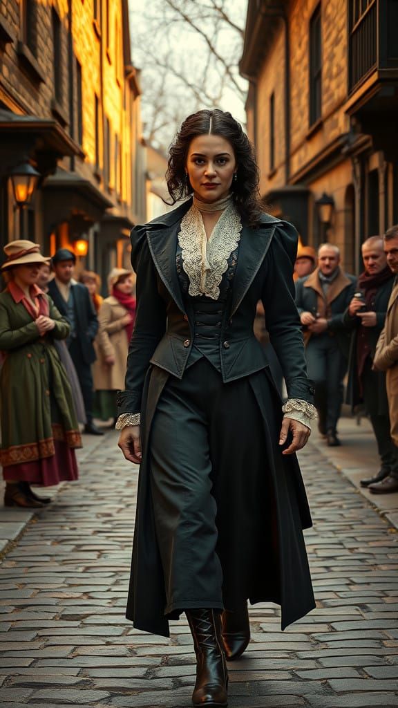 Confident Anne Lister Walks Yorkshire Streets in Masculine A...