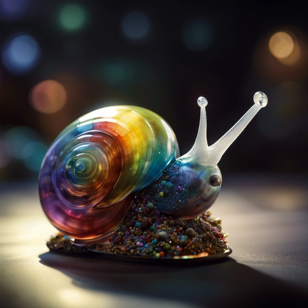 Rainbow Candy Colored Blown Glass Giant Snail