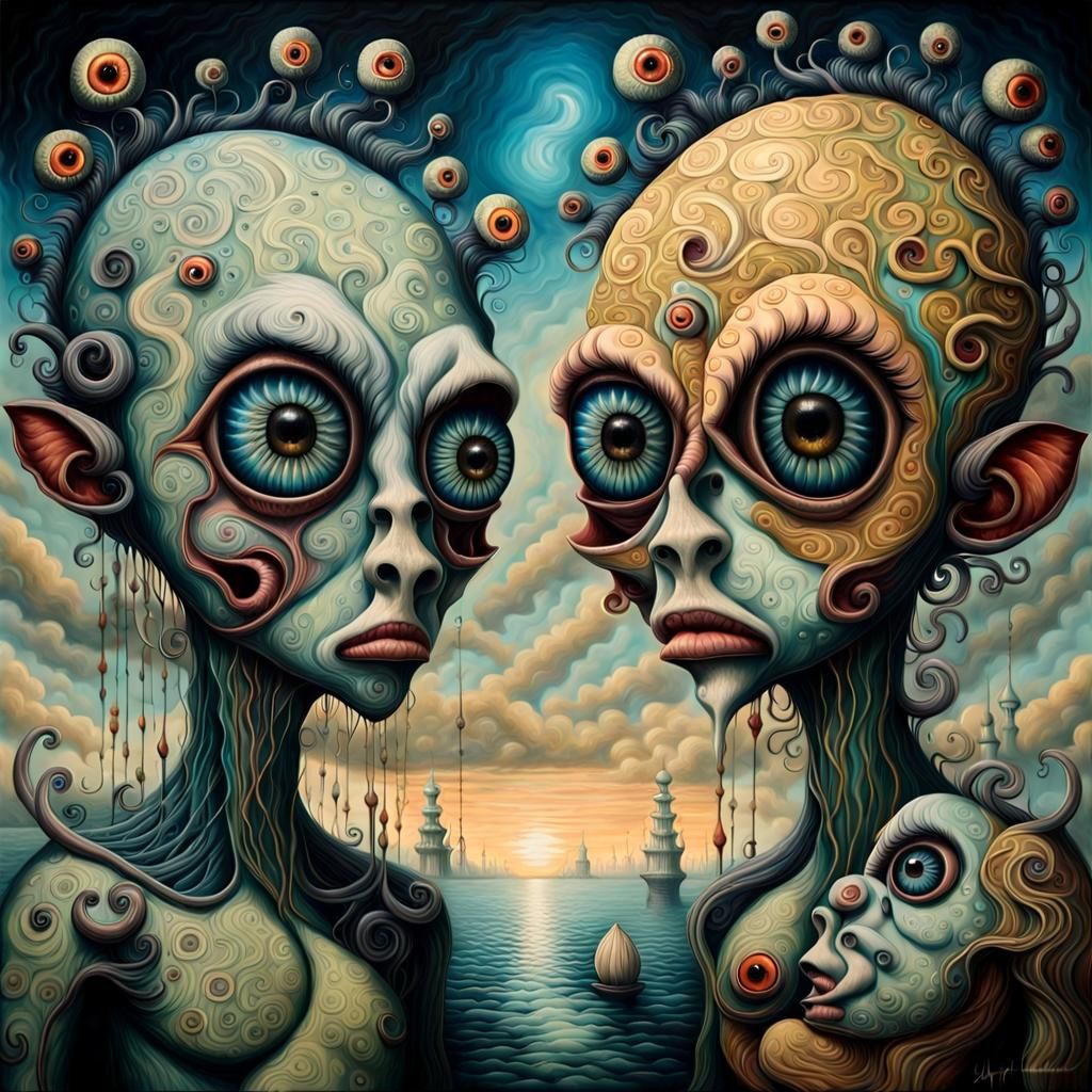 Monstrous Portraits in Vibrant Pop Surrealism Style