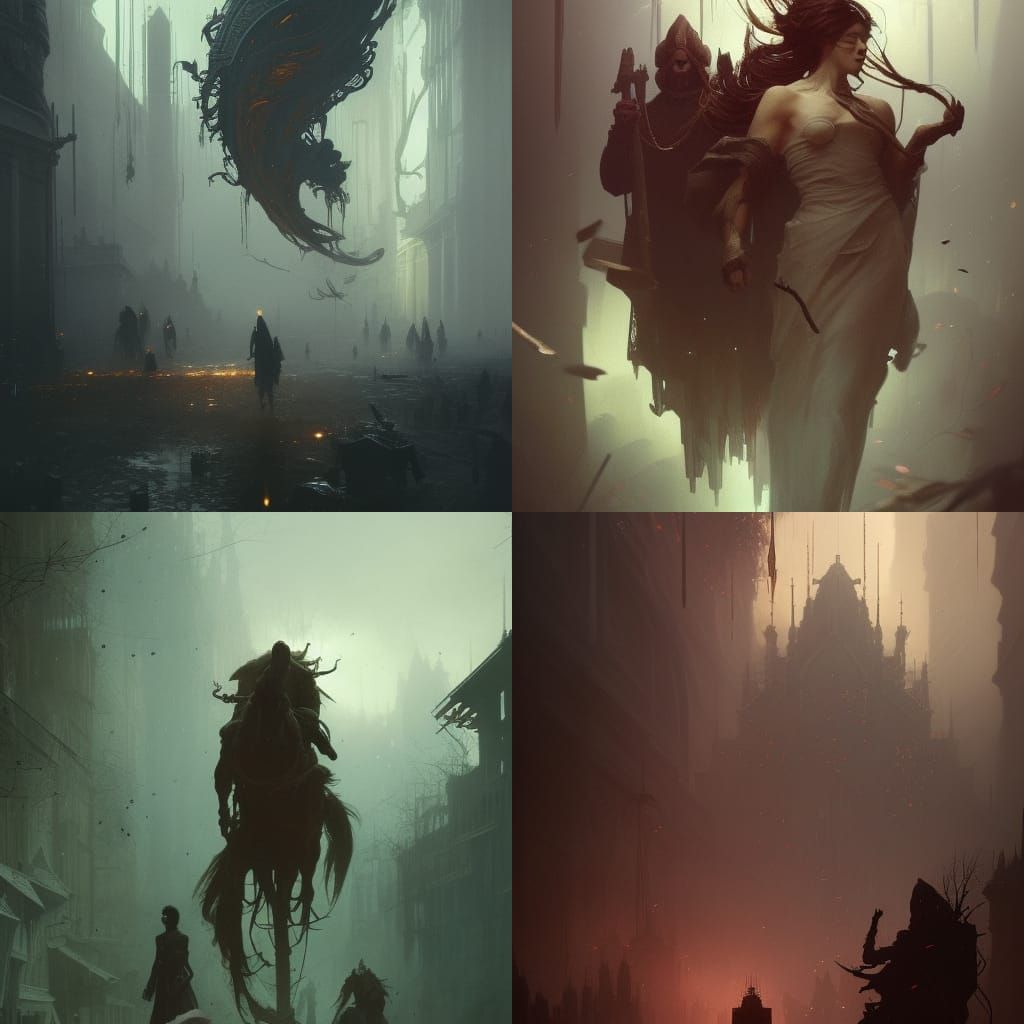 Surreal Dark Fantasy Masterpiece with Intricately Detailed G...