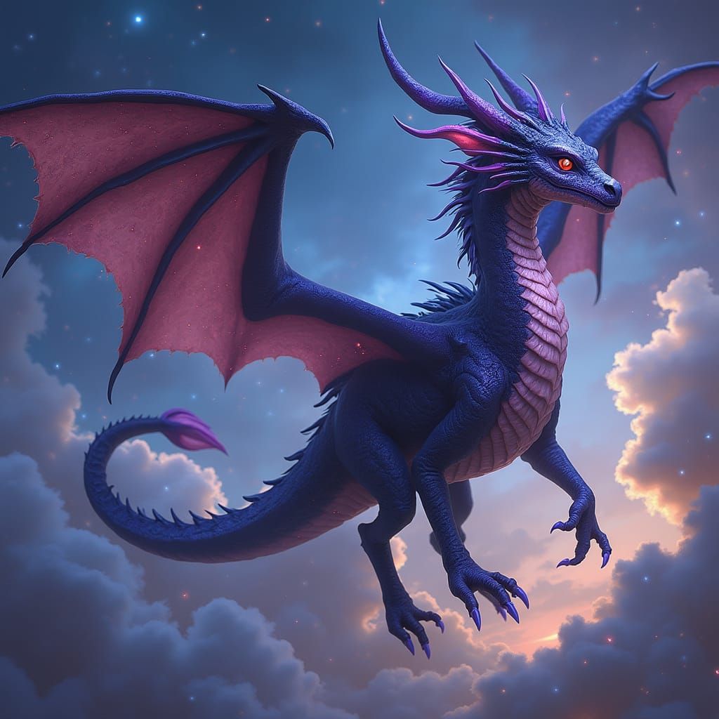Ethereal Dragoness Under Celestial Skies