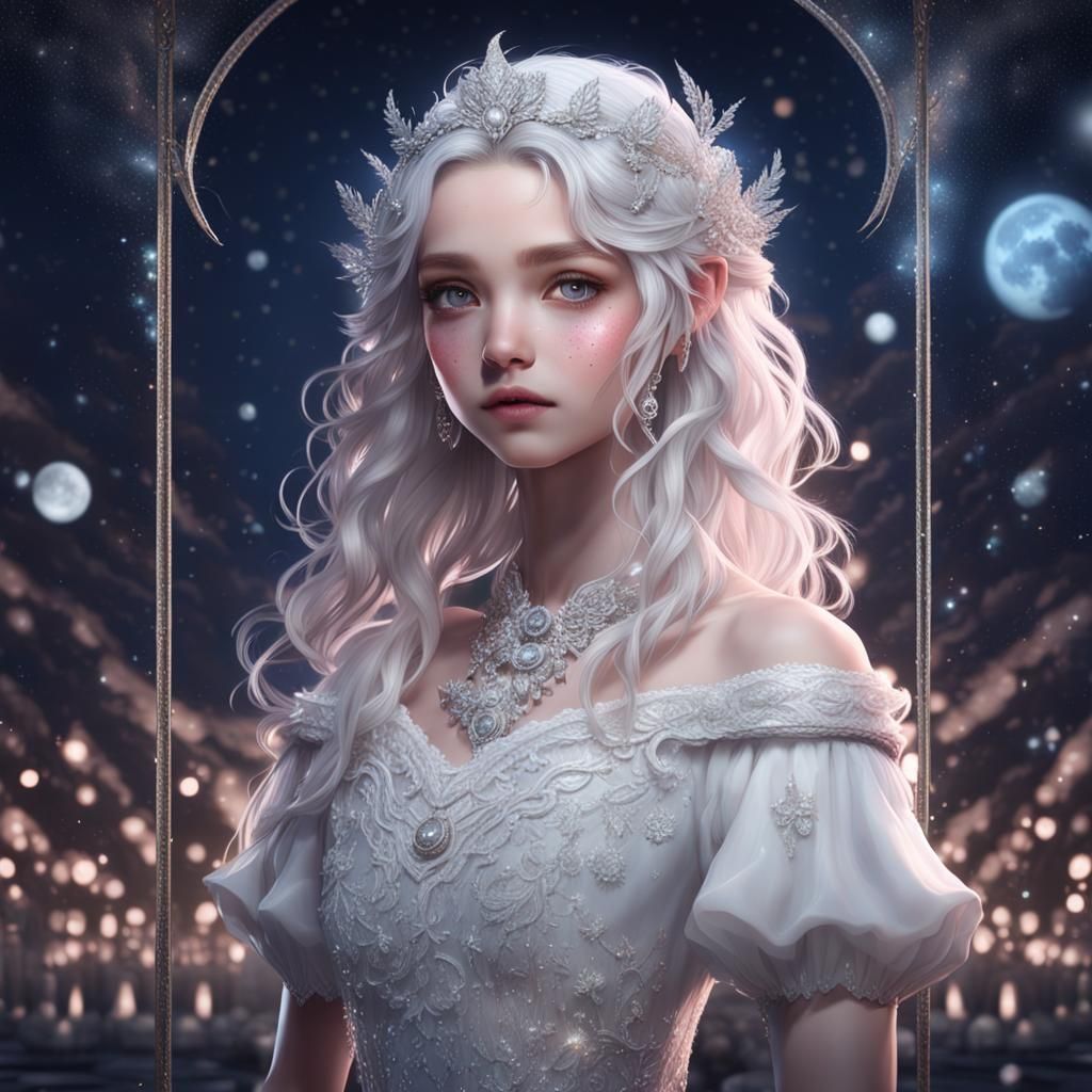 Ethereal Half-Fantasy Portrait in Glowing Night