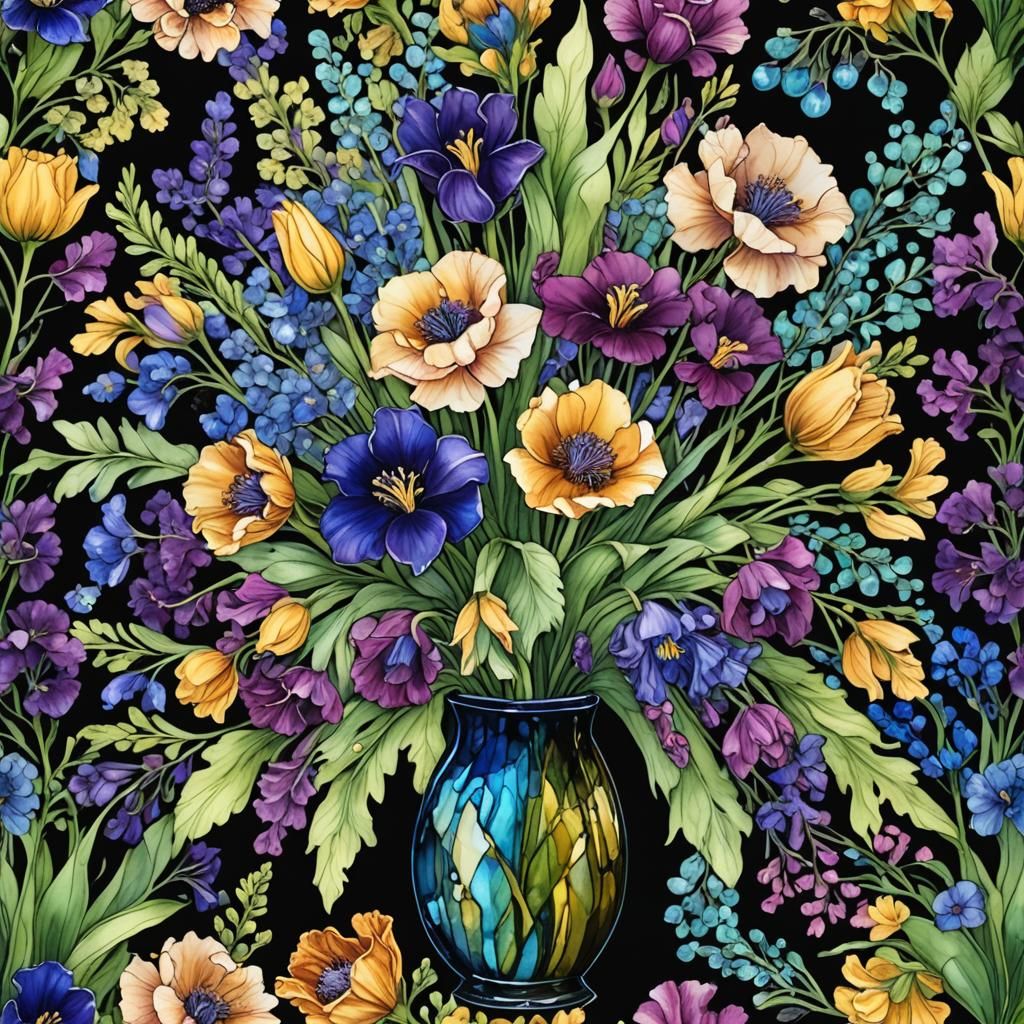 Vibrant Jewel Bouquet in Ethereal Glow with Oak Tree Frame