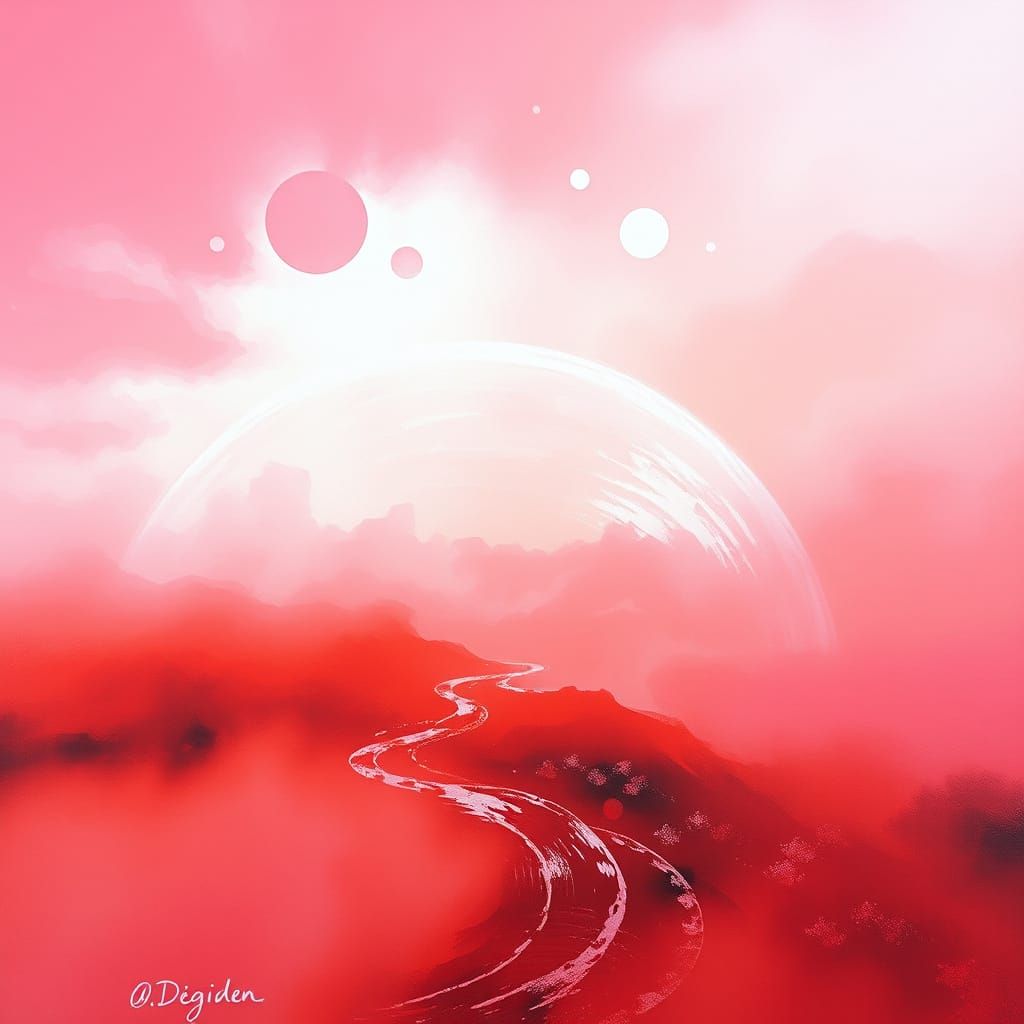 Ethereal Rose Hues in Surreal Abstract Landscape