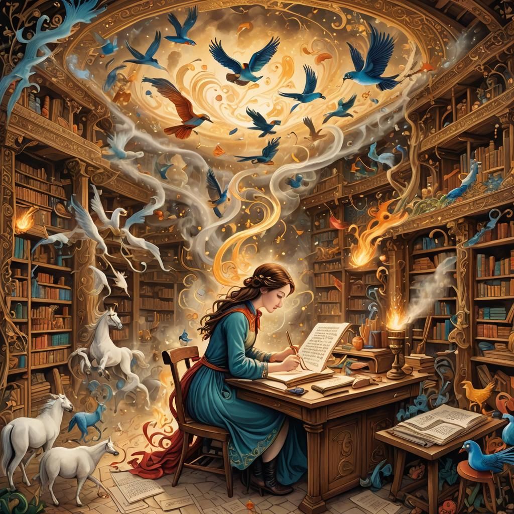 Whimsical Storybook Illustration of Ancient Tales