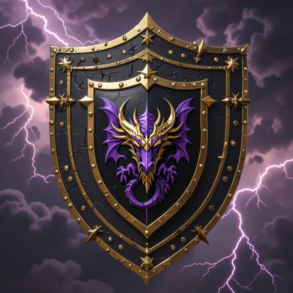 Medieval Knight's Shield with Dragon in Realistic 3D