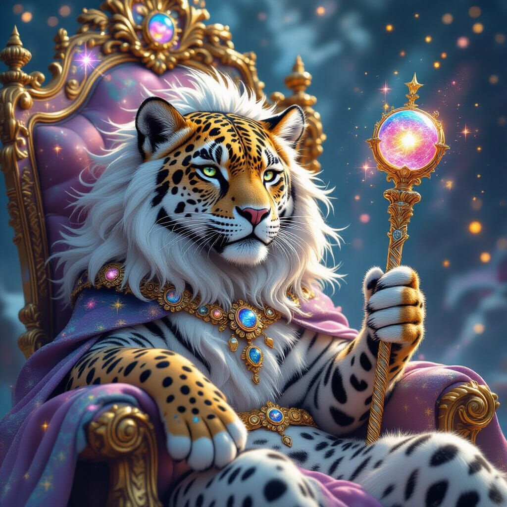 Galactic Jaguar King on Starry Throne