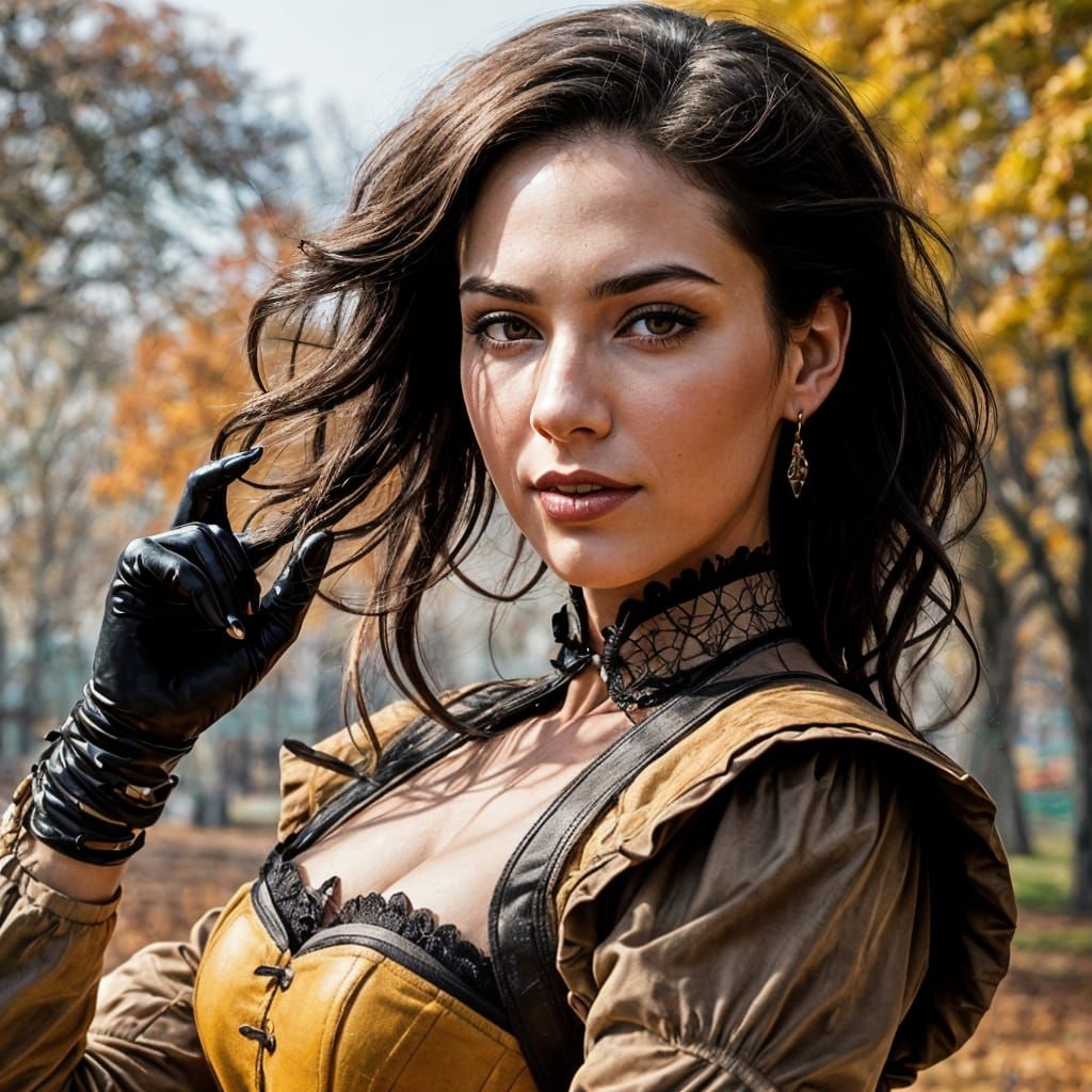 Serene Autumn Beauty in Hyperrealistic Style