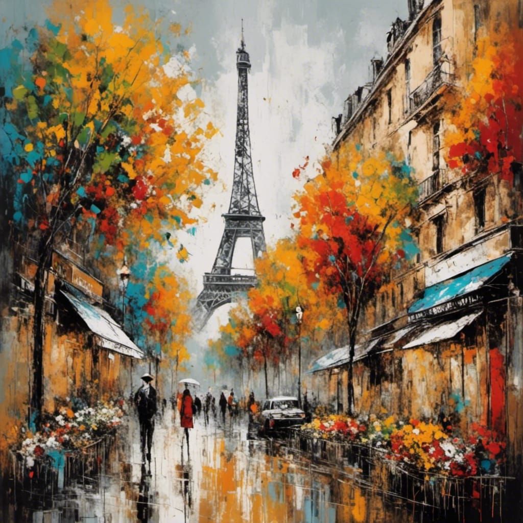 Vibrant Neo-Expressionist Paris Quarter