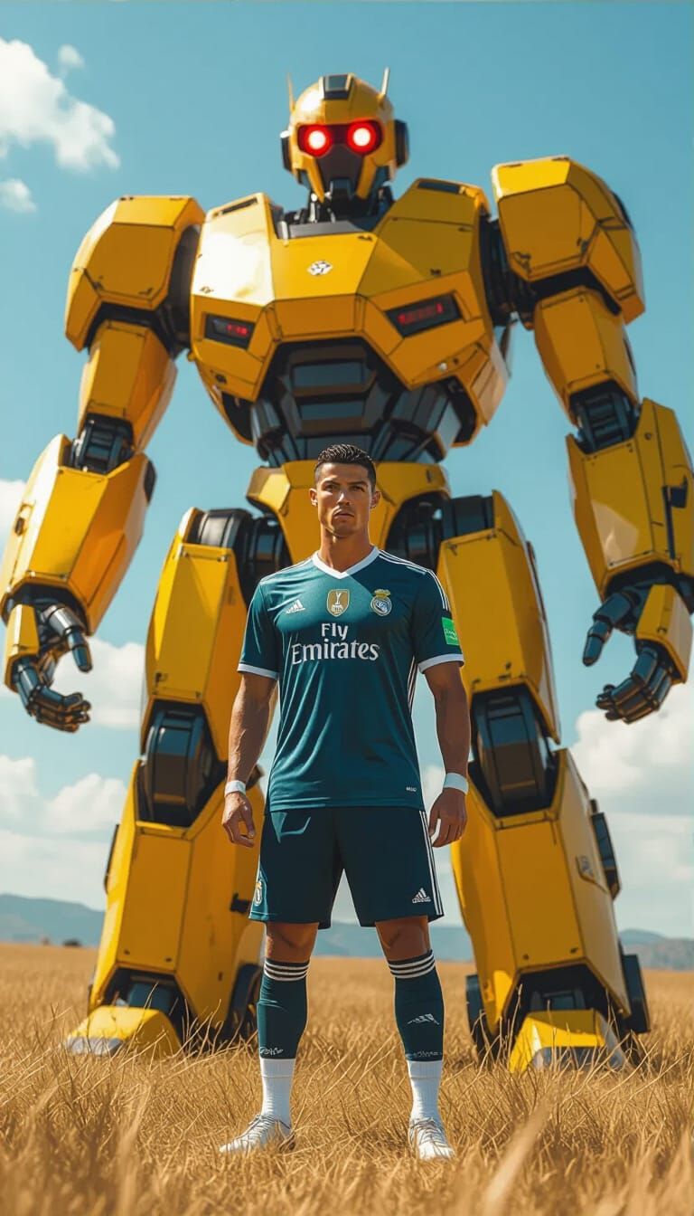 Ronaldo and Robot in Surreal Hyperrealism