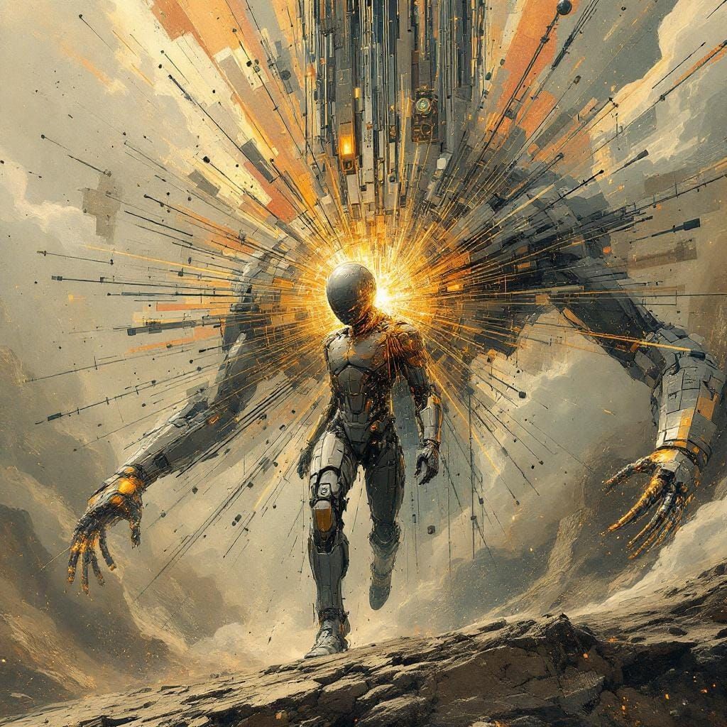 AI Ends WW3: Abstract Art of Enslaved Humanity