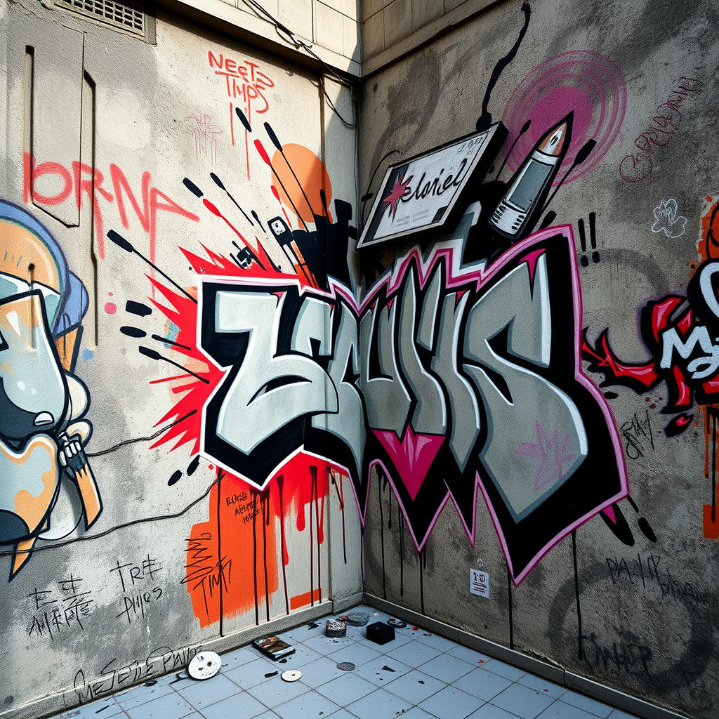 Intricate 3D Graffiti Unfolds from Corner Walls