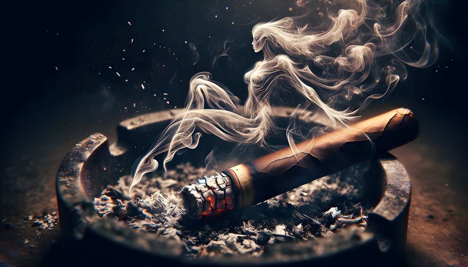 Surreal Smoke Vortex in Dark Grungy Space