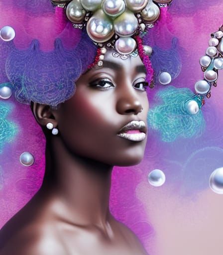 Surreal Goddess in Vibrant, Hyper-Realistic Floral Hairpiece